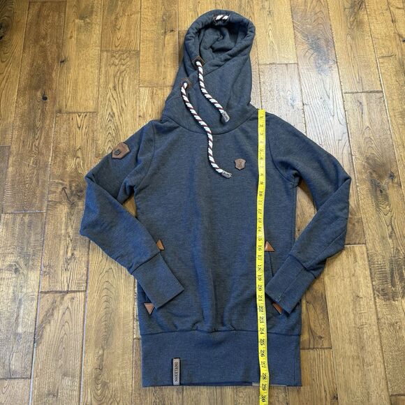 Naketano Womens Artemis Hoodie Womens S Grey Cowl Neck Rope Brave New World - Picture 2 of 6